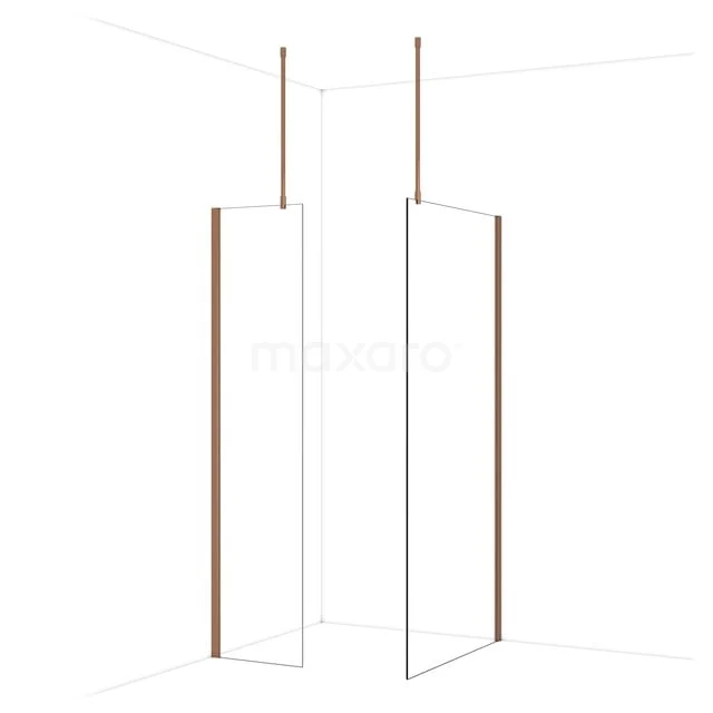 Diamond Inloopdouche | 100x50 cm Glanzend koper Helder glas 2 vaste wanden IDB0510910GKP Diamond Inloopdouche | 100x50 cm Glanzend koper Helder glas 2 vaste wanden IDB0510910GKP