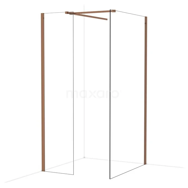 Diamond Inloopdouche | 110x50 cm Glanzend koper Helder glas 2 vaste wanden IDB0511510GKP Diamond Inloopdouche | 110x50 cm Glanzend koper Helder glas 2 vaste wanden IDB0511510GKP