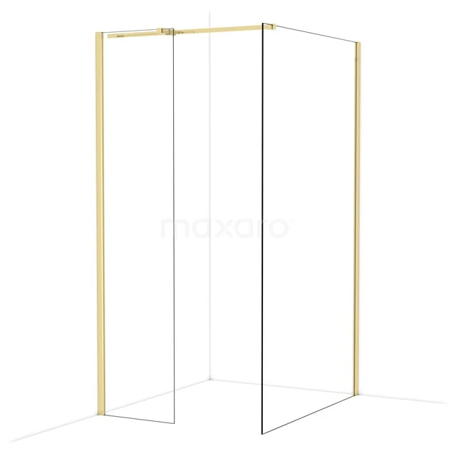 Goldene Aluminium-Duschwand mit minimalistischem Design, geeignet für eine moderne Badezimmergestaltung.