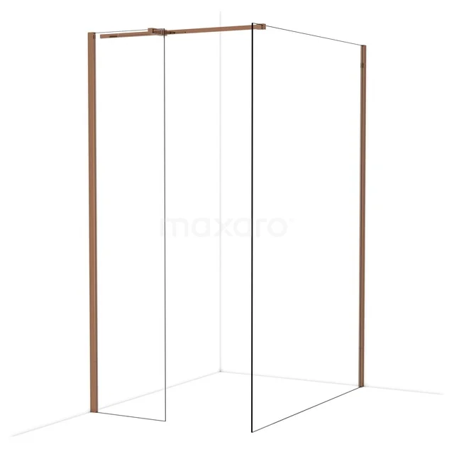 L-förmige Glas-Duschwand mit Matt Schwarz Profil, ideal für eine moderne Badezimmer Einrichtung.