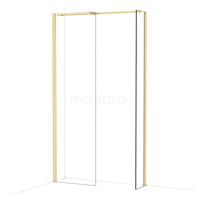 Diamond Walk-in shower | 60x30 cm Glanzend lichtgoud Clear glass 2 fixed walls IDB0603310GLG