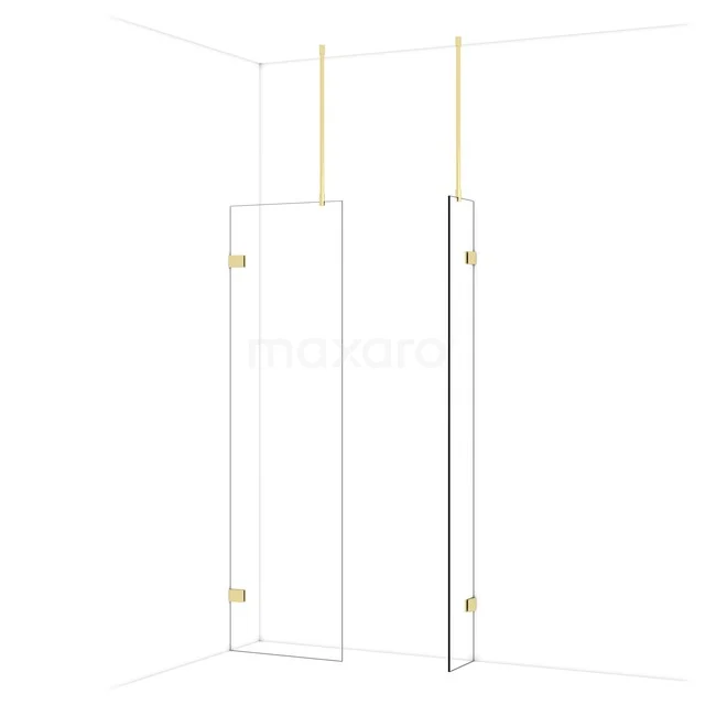 Diamond Inloopdouche | 60x30 cm Glanzend lichtgoud Helder glas 2 vaste wanden IDB0603920GLG Diamond Inloopdouche | 60x30 cm Glanzend lichtgoud Helder glas 2 vaste wanden IDB0603920GLG