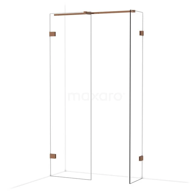 Duschtür mit Klarglas und Messingdetails, stilvolles Design für moderne Bäder, ideal für ein luxuriöses Duscherlebnis.