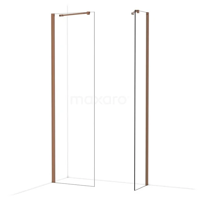 Diamond Inloopdouche | 60x40 cm Glanzend koper Helder glas 2 vaste wanden IDB0604410GKP