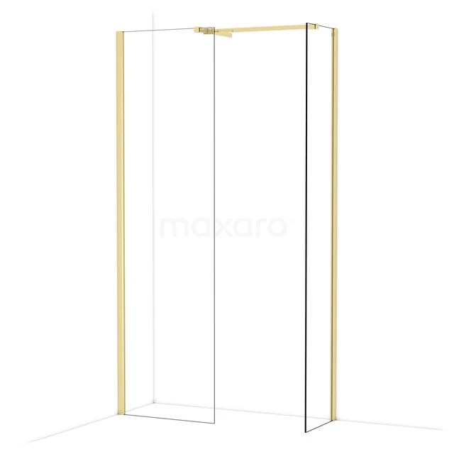 Diamond Inloopdouche | 60x40 cm Glanzend lichtgoud Helder glas 2 vaste wanden IDB0604510GLG