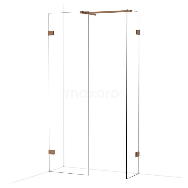 Diamond Walk-in shower | 60x40 cm Glanzend koper Clear glass 2 fixed walls IDB0604520GKP Diamond Walk-in shower | 60x40 cm Glanzend koper Clear glass 2 fixed walls IDB0604520GKP
