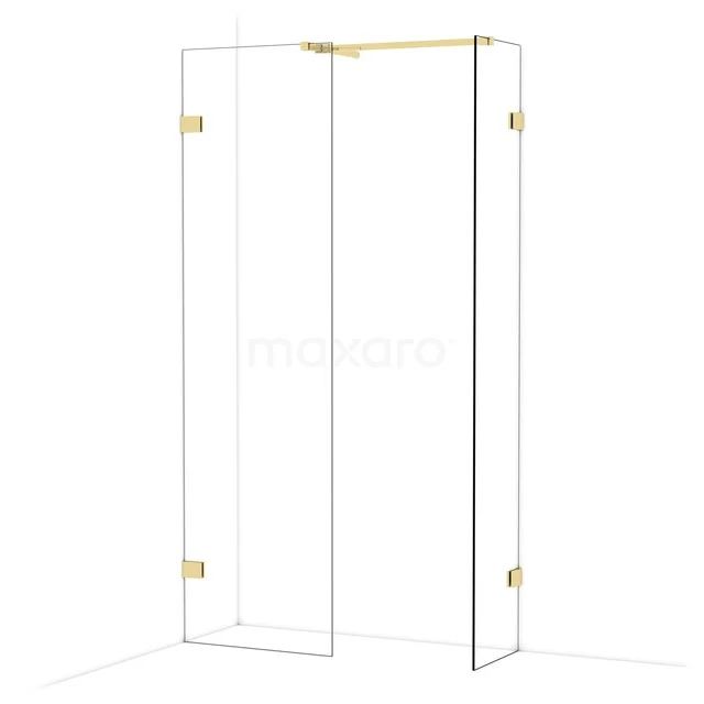 Diamond Inloopdouche | 60x40 cm Glanzend lichtgoud Helder glas 2 vaste wanden IDB0604520GLG Diamond Inloopdouche | 60x40 cm Glanzend lichtgoud Helder glas 2 vaste wanden IDB0604520GLG
