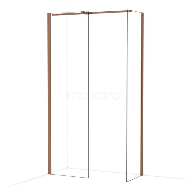 Diamond Inloopdouche | 60x50 cm Glanzend koper Helder glas 2 vaste wanden IDB0605310GKP
