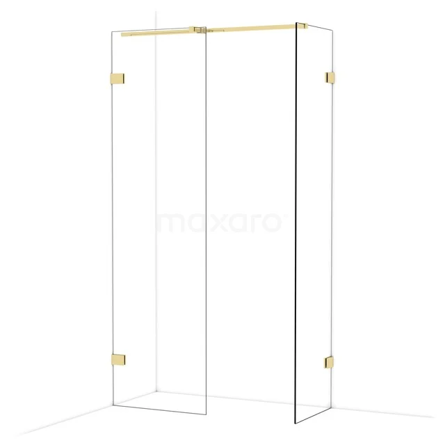 Diamond Inloopdouche | 60x50 cm Glanzend lichtgoud Helder glas 2 vaste wanden IDB0605320GLG