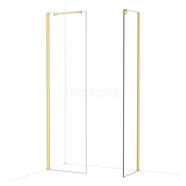 Glas Duschwand mit Goldakzenten und minimalistischem Design, perfekt geeignet für eine stilvolle Badezimmergestaltung.