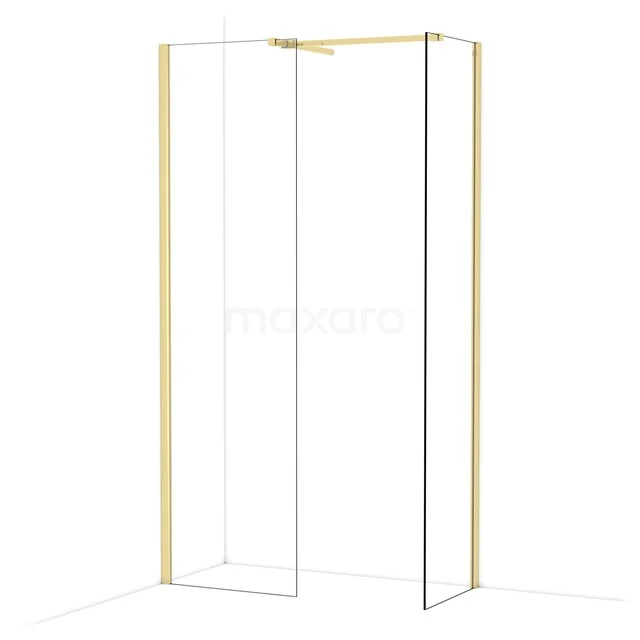Duschwand mit goldfarbenem Rahmen, klaren Linien und Klarglas, ideal für ein modernes Badezimmer.