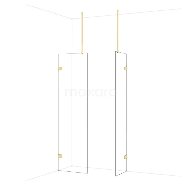 Diamond Inloopdouche | 60x50 cm Glanzend lichtgoud Helder glas 2 vaste wanden IDB0605920GLG