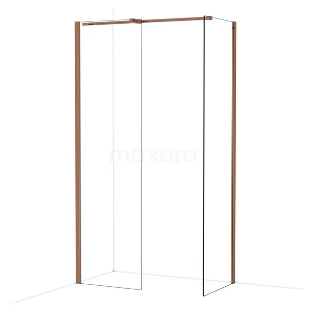 Diamond Walk-in shower | 60x60 cm Glanzend koper Clear glass 2 fixed walls IDB0606310GKP