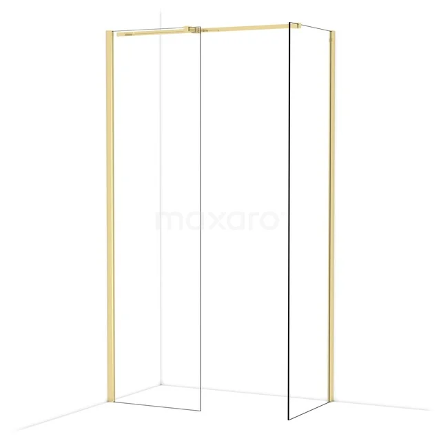 Begehbare Duschen IDB0606310GLG Goldene Duschwand mit klarem Design, hergestellt aus Glas und Aluminium, ideal für ein modernes Badezimmer.