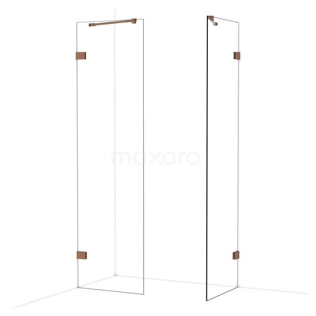 Glas Duschwand mit Goldakzenten, minimalistisches Design, ideal für ein modernes Badezimmer.