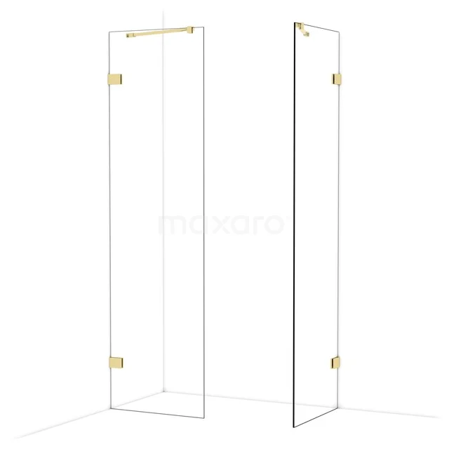 Diamond Inloopdouche | 60x60 cm Glanzend lichtgoud Helder glas 2 vaste wanden IDB0606420GLG Diamond Inloopdouche | 60x60 cm Glanzend lichtgoud Helder glas 2 vaste wanden IDB0606420GLG