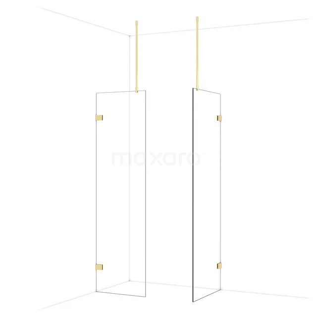 Diamond Walk-in shower | 70x60 cm Glanzend lichtgoud Clear glass 2 fixed walls IDB0607920GLG Diamond Walk-in shower | 70x60 cm Glanzend lichtgoud Clear glass 2 fixed walls IDB0607920GLG