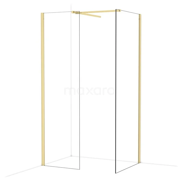 Diamond Inloopdouche | 80x60 cm Glanzend lichtgoud Helder glas 2 vaste wanden IDB0608510GLG Diamond Inloopdouche | 80x60 cm Glanzend lichtgoud Helder glas 2 vaste wanden IDB0608510GLG