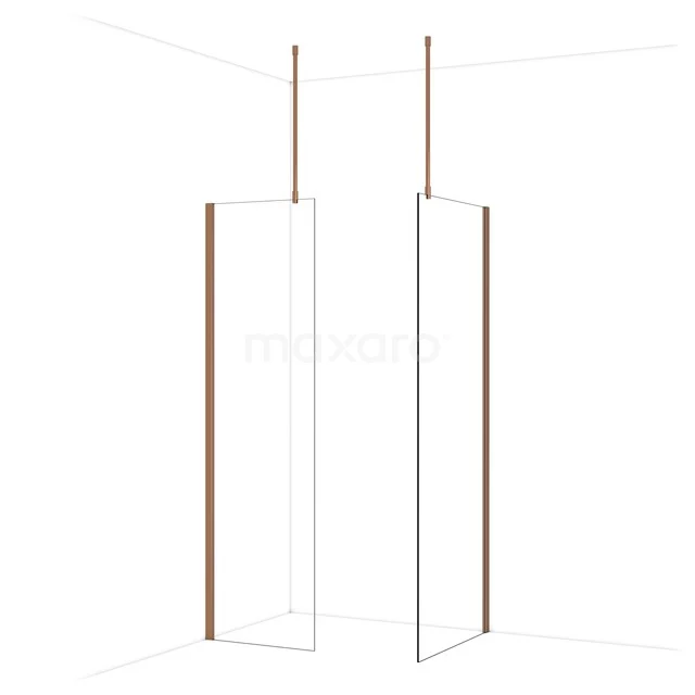 Diamond Inloopdouche | 80x60 cm Glanzend koper Helder glas 2 vaste wanden IDB0608910GKP Diamond Inloopdouche | 80x60 cm Glanzend koper Helder glas 2 vaste wanden IDB0608910GKP