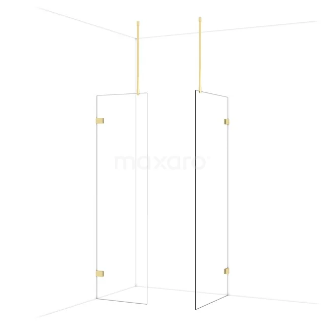 Diamond Walk-in shower | 80x60 cm Glanzend lichtgoud Clear glass 2 fixed walls IDB0608920GLG Diamond Walk-in shower | 80x60 cm Glanzend lichtgoud Clear glass 2 fixed walls IDB0608920GLG