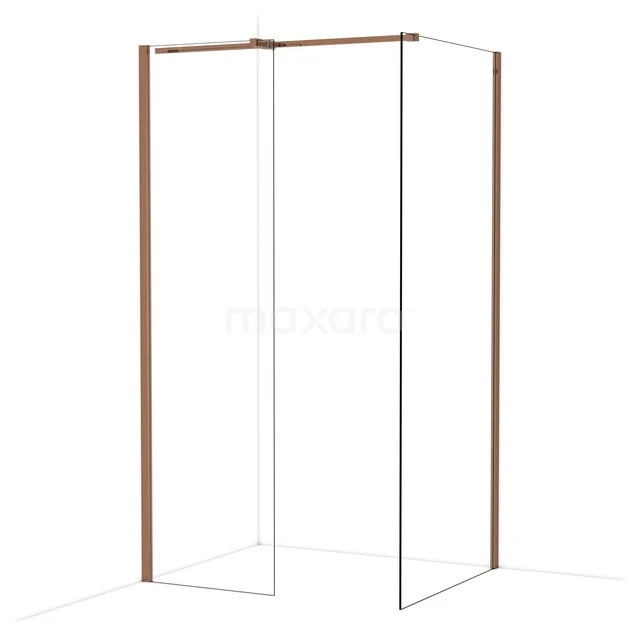 Inloopdouche met goudkleurig frame, minimalistisch design en helder glas, ideaal voor een moderne badkamer.