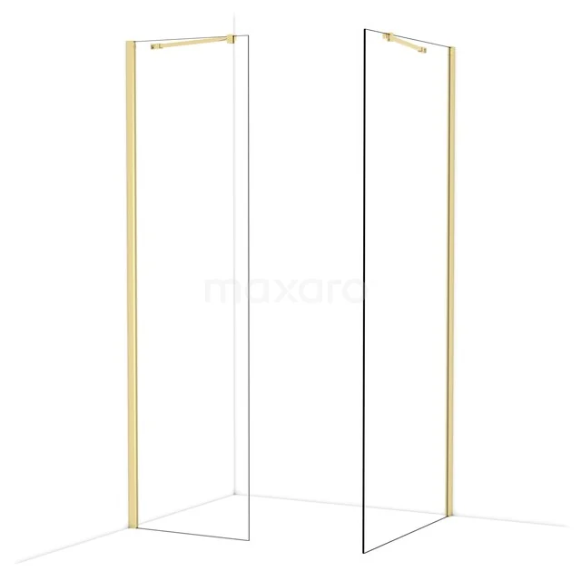 Minimalistisch doucheprofiel in wit en goud, geschikt voor moderne badkamers. Gemaakt van aluminium voor een strakke afwerking.