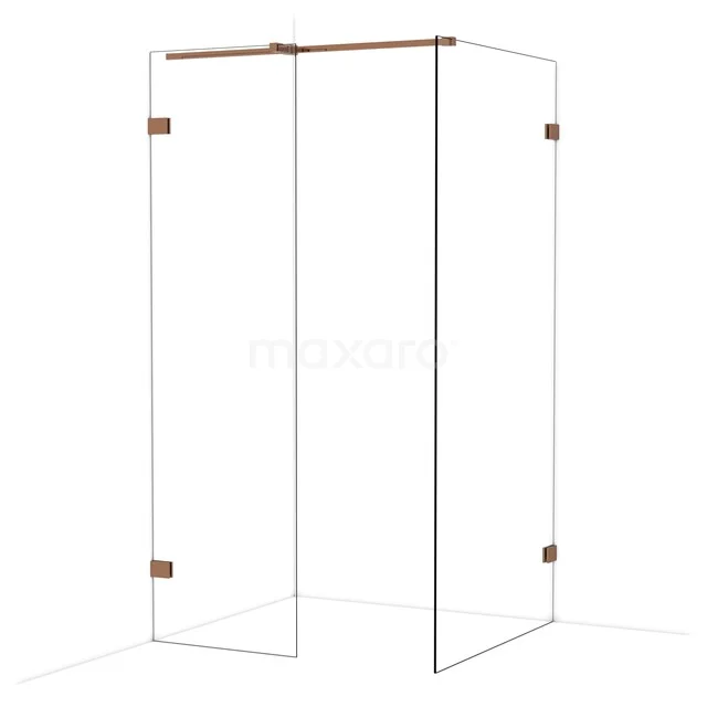 Glas Duschwand mit goldfarbenen Akzenten, modernes Design, ideal für eine stilvolle Badezimmergestaltung.