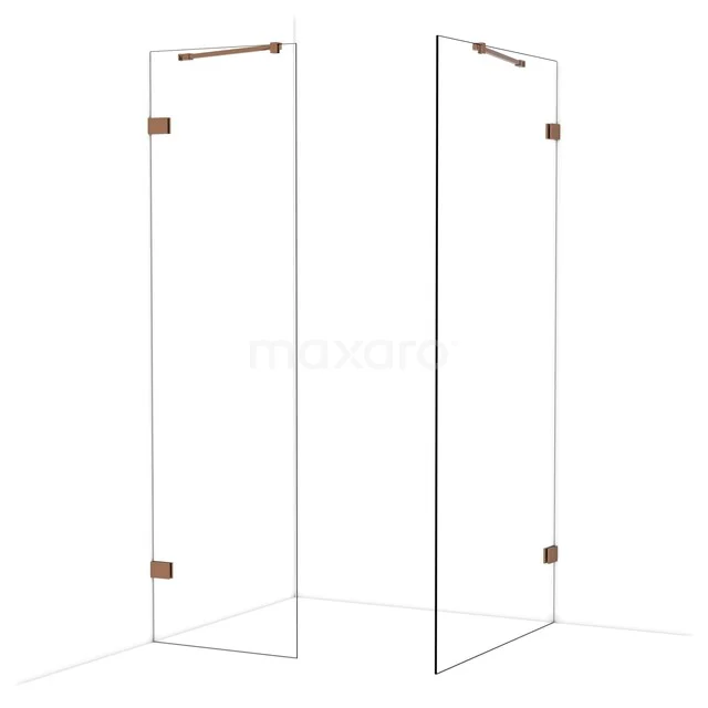 Diamond Walk-in shower | 100x60 cm Glanzend koper Clear glass 2 fixed walls IDB0610420GKP Diamond Walk-in shower | 100x60 cm Glanzend koper Clear glass 2 fixed walls IDB0610420GKP