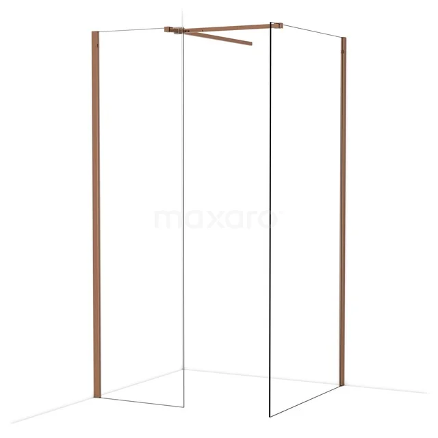 Diamond Inloopdouche | 100x60 cm Glanzend koper Helder glas 2 vaste wanden IDB0610510GKP Diamond Inloopdouche | 100x60 cm Glanzend koper Helder glas 2 vaste wanden IDB0610510GKP