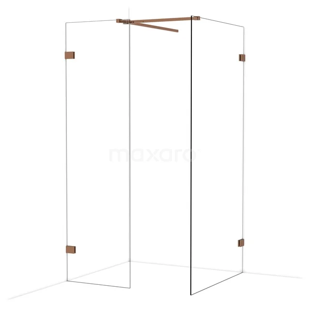 Diamond Walk-in shower | 100x60 cm Glanzend koper Clear glass 2 fixed walls IDB0610520GKP Diamond Walk-in shower | 100x60 cm Glanzend koper Clear glass 2 fixed walls IDB0610520GKP