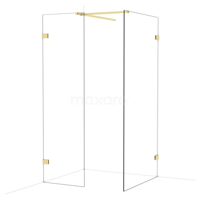 Begehbare Duschen IDB0610520GLG Duschwand mit goldfarbenen Details, Glasdesign für luxuriöse Bäder. Minimalistisches und stilvolles Modell mit Eckaufstellung.