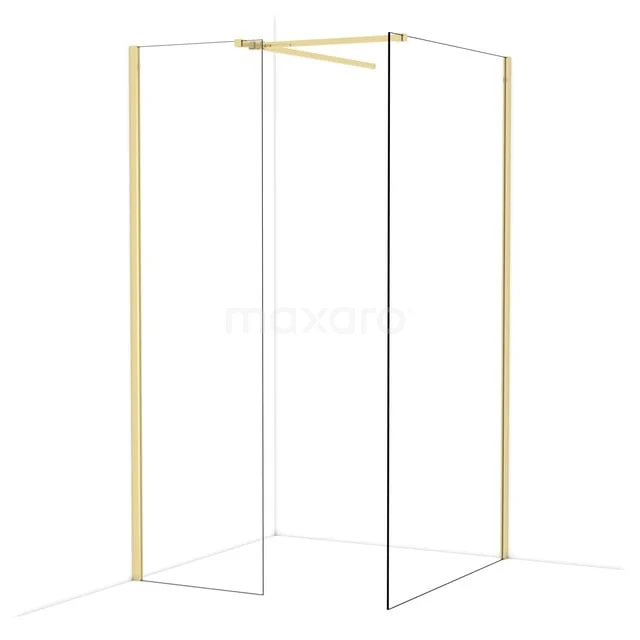 Begehbare Duschen IDB0611510GLG Duschwand mit goldfarbenem Rahmen, Eckaufstellung, Klarglas; zeitgemäße Badezimmerlösung für ein luxuriöses Erscheinungsbild.