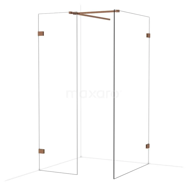 Diamond Inloopdouche | 110x60 cm Glanzend koper Helder glas 2 vaste wanden IDB0611520GKP Diamond Inloopdouche | 110x60 cm Glanzend koper Helder glas 2 vaste wanden IDB0611520GKP