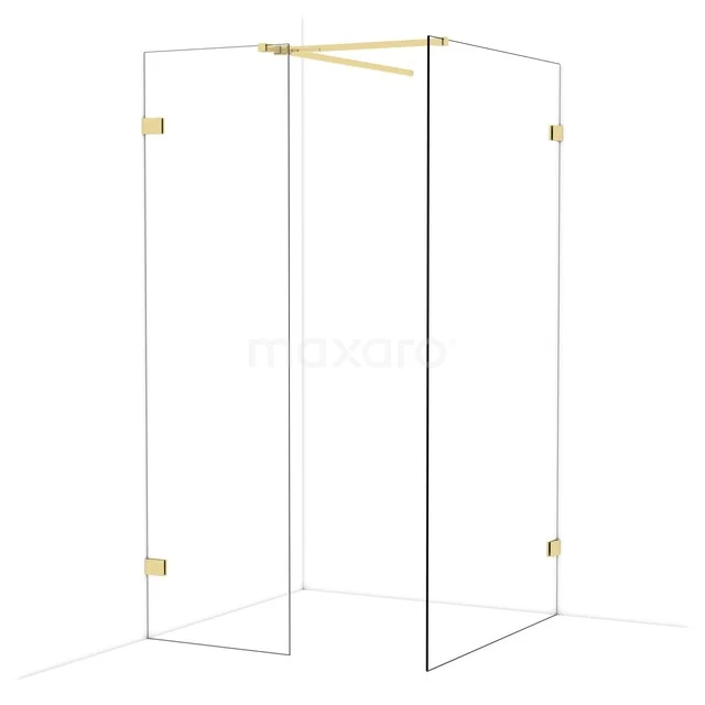 Diamond Inloopdouche | 110x60 cm Glanzend lichtgoud Helder glas 2 vaste wanden IDB0611520GLG