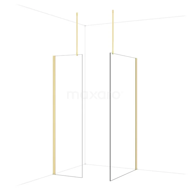 Diamond Inloopdouche | 110x60 cm Glanzend lichtgoud Helder glas 2 vaste wanden IDB0611910GLG
