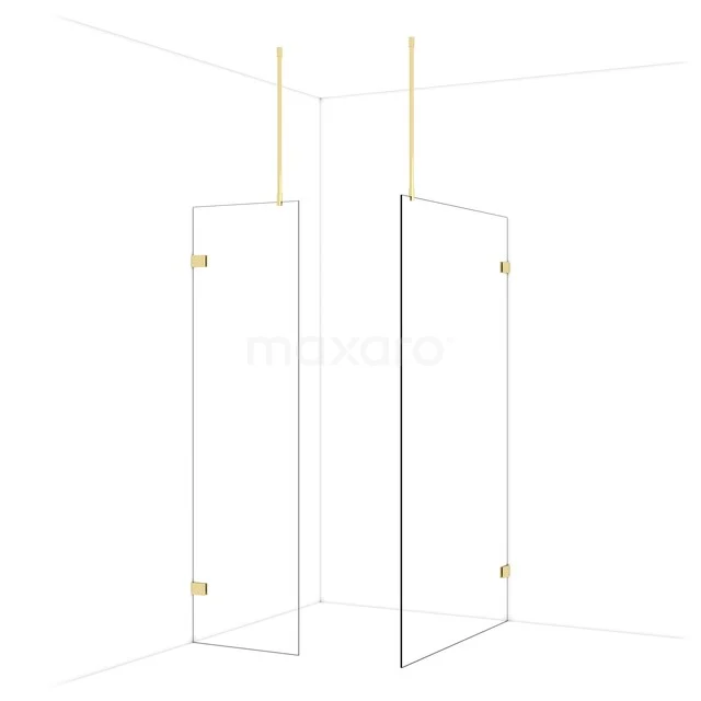 Diamond Walk-in shower | 120x60 cm Shiny light gold Clear glass 2 fixed walls IDB0612920GLG Transparent glass shower screen with gold details, ideal for modern bathrooms. Elegant design from an exclusive series.