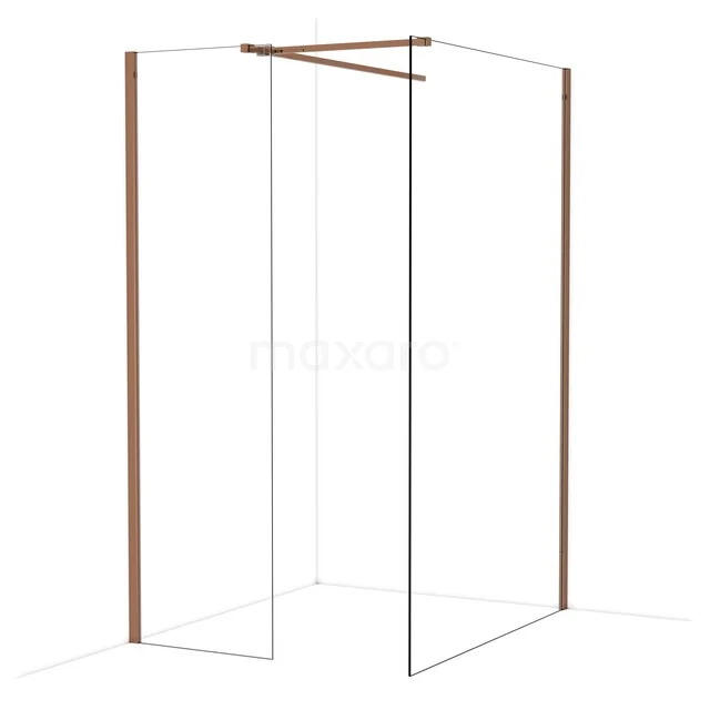 Diamond Inloopdouche | 130x60 cm Glanzend koper Helder glas 2 vaste wanden IDB0613510GKP Diamond Inloopdouche | 130x60 cm Glanzend koper Helder glas 2 vaste wanden IDB0613510GKP