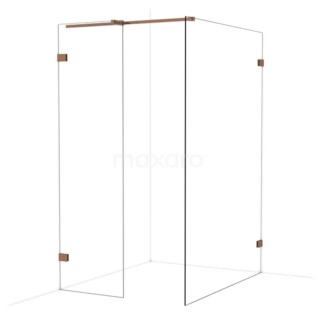 Diamond Inloopdouche | 140x60 cm Glanzend koper Helder glas 2 vaste wanden IDB0614320GKP Diamond Inloopdouche | 140x60 cm Glanzend koper Helder glas 2 vaste wanden IDB0614320GKP