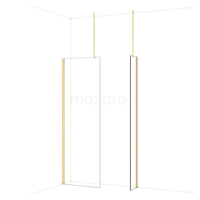 Diamond Walk-in shower | 70x30 cm Glanzend lichtgoud Clear glass 2 fixed walls IDB0703910GLG Diamond Walk-in shower | 70x30 cm Glanzend lichtgoud Clear glass 2 fixed walls IDB0703910GLG