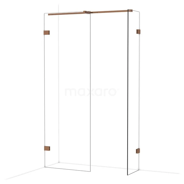 Diamond Walk-in shower | 70x40 cm Glanzend koper Clear glass 2 fixed walls IDB0704320GKP Diamond Walk-in shower | 70x40 cm Glanzend koper Clear glass 2 fixed walls IDB0704320GKP