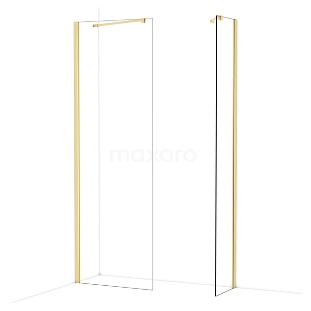 Diamond Inloopdouche | 70x40 cm Glanzend lichtgoud Helder glas 2 vaste wanden IDB0704410GLG