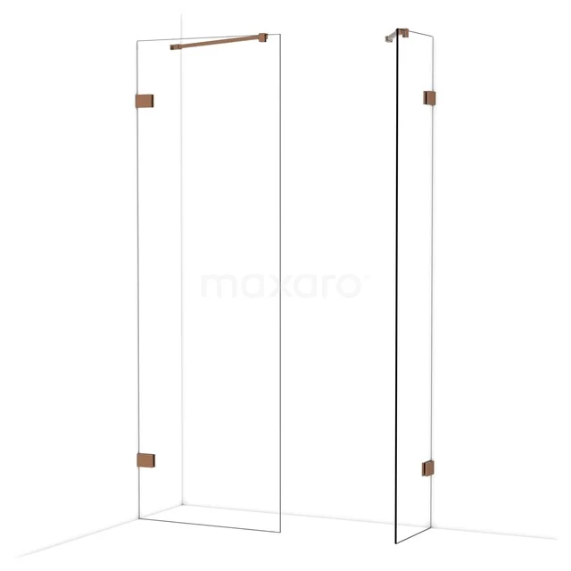 Diamond Walk-in shower | 70x40 cm Glanzend koper Clear glass 2 fixed walls IDB0704420GKP Diamond Walk-in shower | 70x40 cm Glanzend koper Clear glass 2 fixed walls IDB0704420GKP