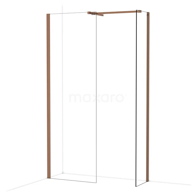 Diamond Inloopdouche | 70x40 cm Glanzend koper Helder glas 2 vaste wanden IDB0704510GKP