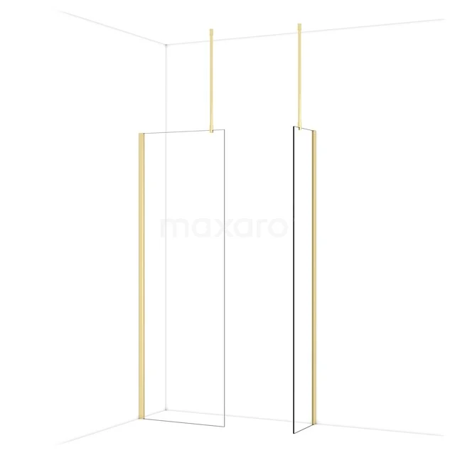 Diamond Walk-in shower | 70x40 cm Glanzend lichtgoud Clear glass 2 fixed walls IDB0704910GLG Diamond Walk-in shower | 70x40 cm Glanzend lichtgoud Clear glass 2 fixed walls IDB0704910GLG