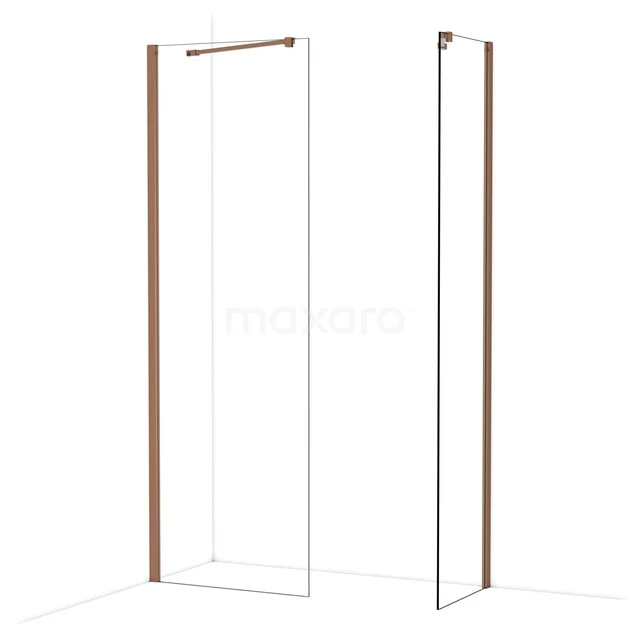 Diamond Walk-in shower | 70x50 cm Glanzend koper Clear glass 2 fixed walls IDB0705410GKP Diamond Walk-in shower | 70x50 cm Glanzend koper Clear glass 2 fixed walls IDB0705410GKP