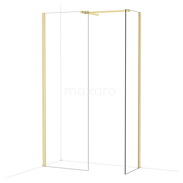 Begehbare Duschen IDB0705510GLG Goldene Duschwand mit minimalistischem Design, Klarglas und schlankem Rahmen, ideal für modernen Badezimmerstil.