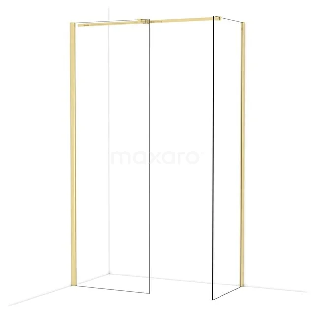 Diamond Inloopdouche | 70x60 cm Glanzend lichtgoud Helder glas 2 vaste wanden IDB0706310GLG