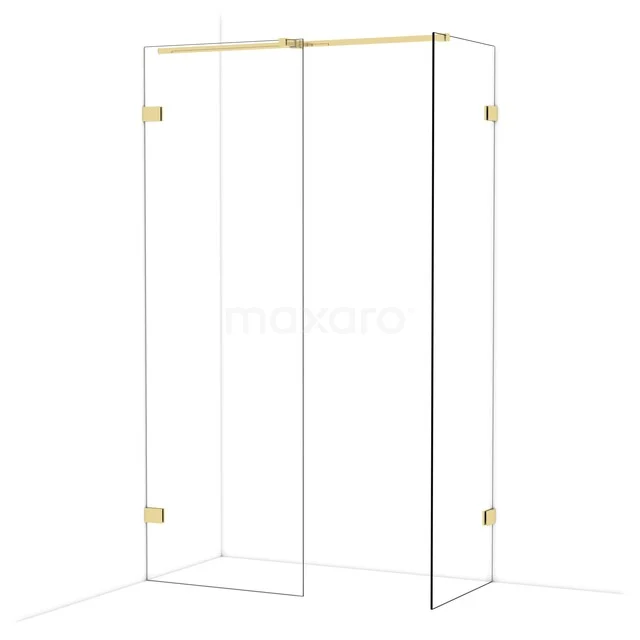 Diamond Walk-in shower | 70x60 cm Shiny light gold Clear glass 2 fixed walls IDB0706320GLG Shower wall with gold accents, sleek design and transparent glass, ideal for a modern bathroom.