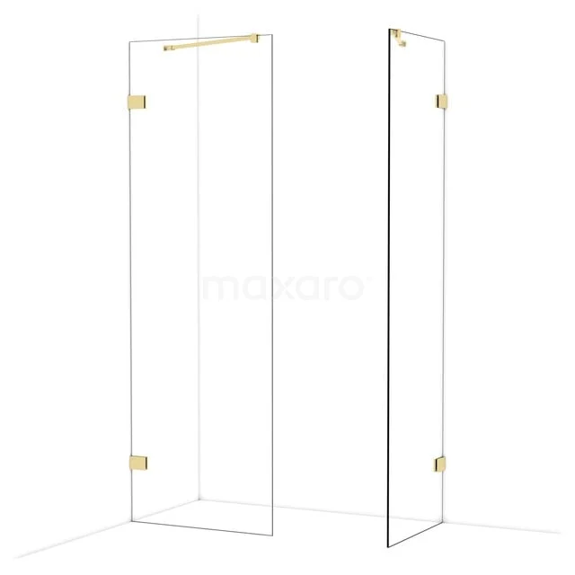 Diamond Inloopdouche | 70x60 cm Glanzend lichtgoud Helder glas 2 vaste wanden IDB0706420GLG
