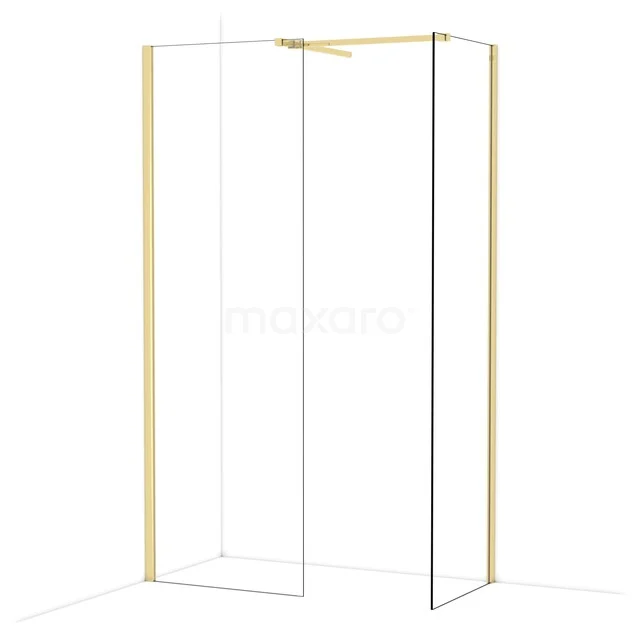 Diamond Walk-in shower | 70x60 cm Glanzend lichtgoud Clear glass 2 fixed walls IDB0706510GLG